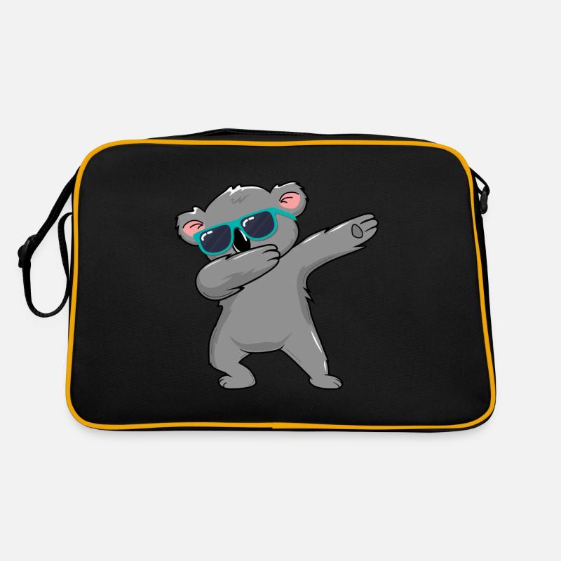 Tupfender Koala Bär mit Sonnenbrille Cooler Koala - Retro Tasche - Schwarz/Gold