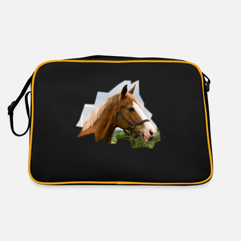 Horse. Pferd. - Retro Tasche - Schwarz/Gold