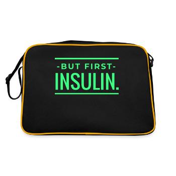 Diabetes Insulin Spruch Witzig Lustig Geschenkide - Retro Tasche - Schwarz/Gold - Hinten