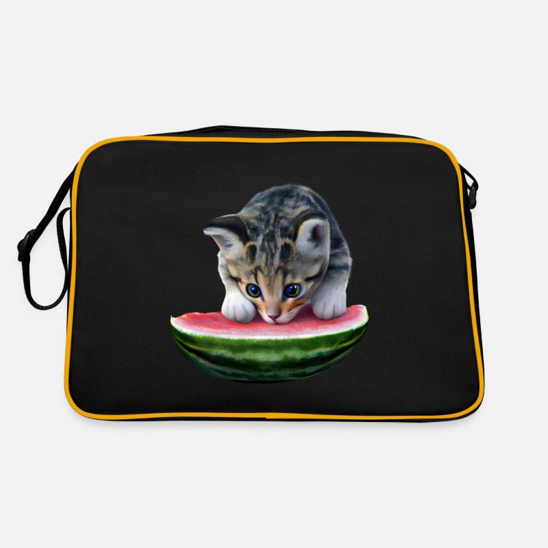 Chat et pastèque Sac Retro