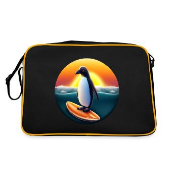 Penguin Surfer - Sac Retro - noir/or - Dos