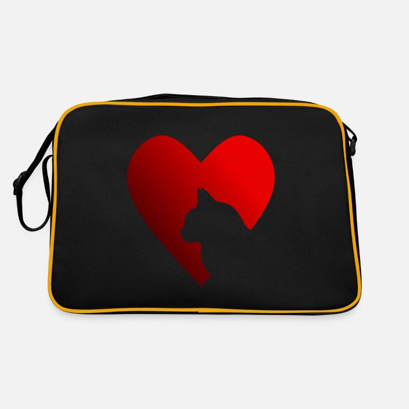 Herz Katze Silhouette Design Retro Tasche