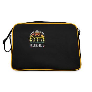 12 Ans Anniversaire Vintage Né en Août 2010 - Sac Retro - noir/or - Dos