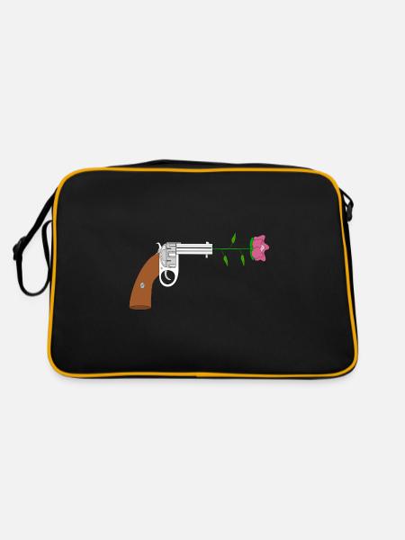 Paix pistol rose no war flower power peace colt - Sac Retro - noir/or - Dos