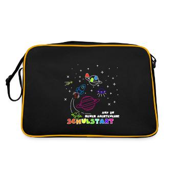 Schulstart –Auf zu neuen Abenteuern! - Retro Tasche - Schwarz/Gold - Hinten