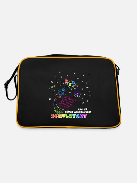 Schulstart –Auf zu neuen Abenteuern! - Retro Tasche - Schwarz/Gold - Hinten