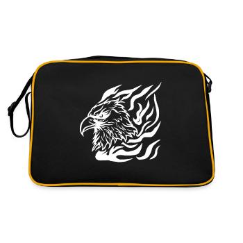 Eagle Head with Flame Tattoo Style - Retro Bag - black/gold - Back