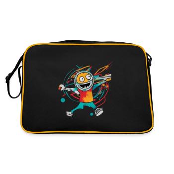 Crazy But Happy - Retro Tasche - Schwarz/Gold - Hinten