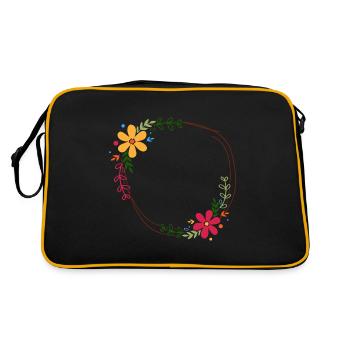 Kreis Blumen Kranz zum selbst gestalten - Retro Tasche - Schwarz/Gold - Hinten