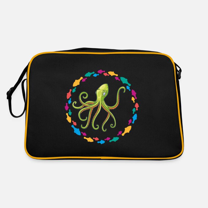 Green octopus octopus - Retro Bag - black/gold