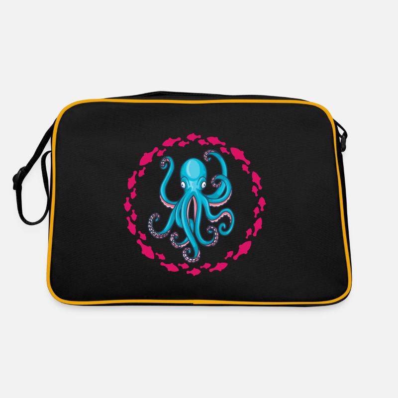 Blauer Oktopus Retro Tasche