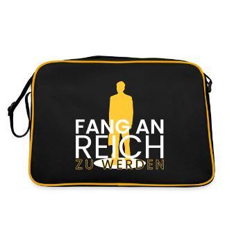 fang an reich zu werden - Retro Tasche - Schwarz/Gold - Hinten