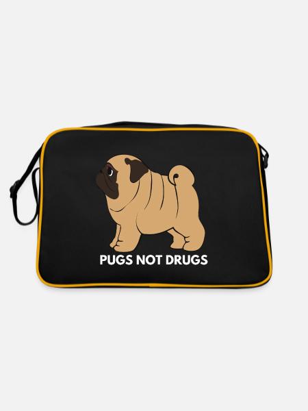 Carlins Not Drugs - Cute Kawaii Chubby Funny Dog - Sac Retro - noir/or - Dos