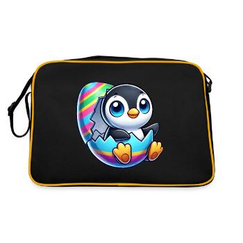 Mignon pingouin éclosion d’un œuf de Pâques coloré - Sac Retro - noir/or - Dos