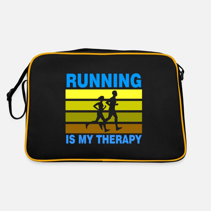 Running Is My Therapy - Retro Tasche - Schwarz/Gold