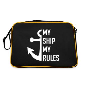Mein Boot meine Regeln - Retro Tasche - Schwarz/Gold - Hinten
