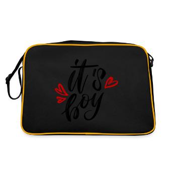 its a Boy ist ein Junge Schwangerschaft Pregnant - Retro Tasche - Schwarz/Gold - Hinten
