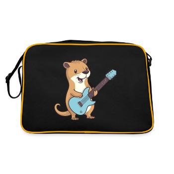 Cute mongoose playing guitar - Retro Bag - black/gold - Back