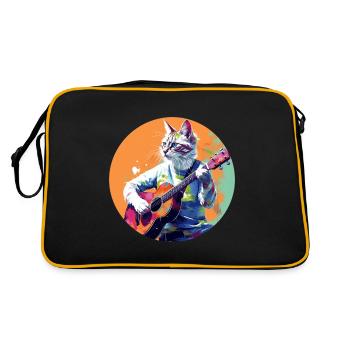 Cat playing guitar - Retro Bag - black/gold - Back