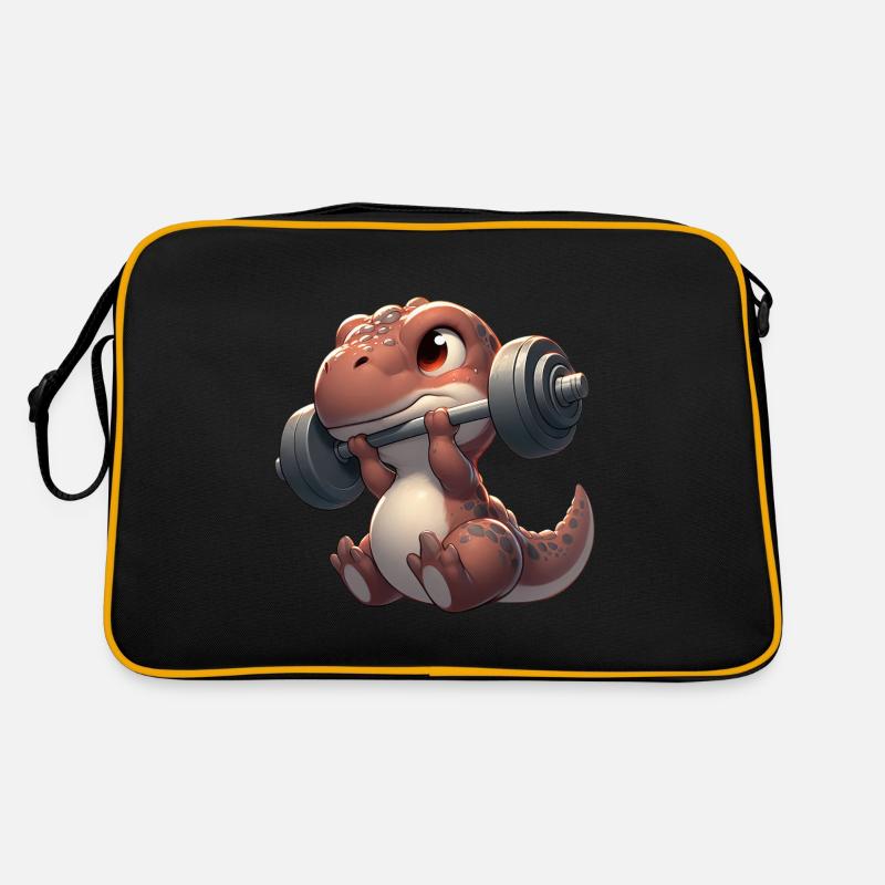 Süßer Chibi Dino Trainiert Mit Hantel Retro Tasche