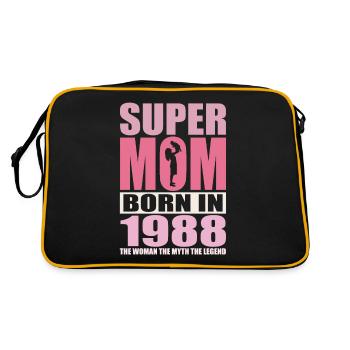 Mama Geburtstag 1988 | Super Mom - Retro Tasche - Schwarz/Gold - Hinten