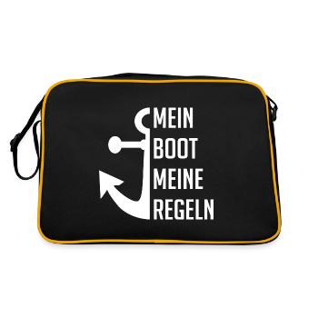 Mein Boot Meine Regeln - Retro Tasche - Schwarz/Gold - Hinten