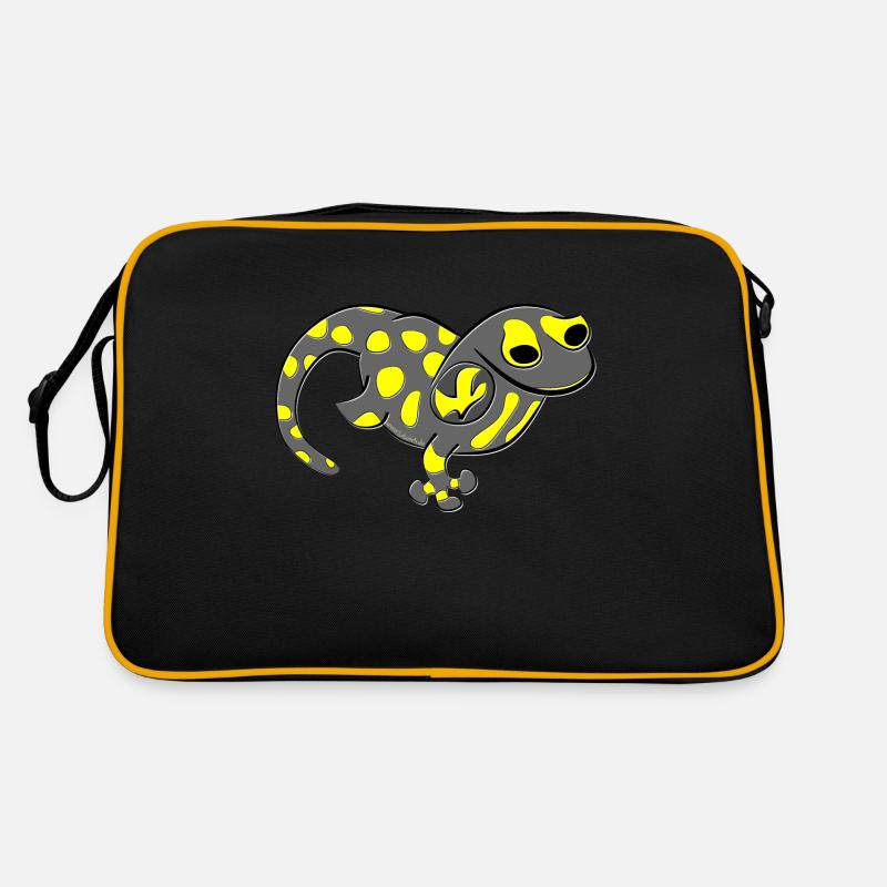 gelber Feuersalamander - Retro Tasche - Schwarz/Gold