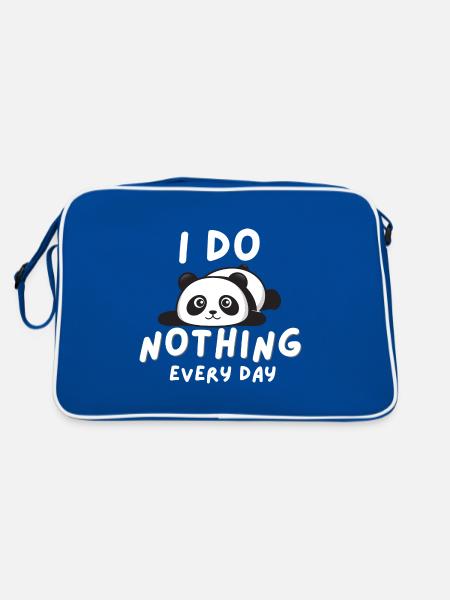Panda Funny Quote Fluffy Cute Bear Animal Saying - Retro Tasche - Blau/Weiß - Hinten