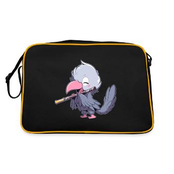 Schuhschnabel spielt Flöte - Retro Tasche - Schwarz/Gold - Hinten