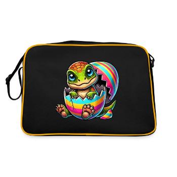 Mignon dino éclosion d’un œuf de Pâques coloré - Sac Retro - noir/or - Dos