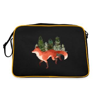Fuchs Kunst Orange Wald Natur wild Wolf Liebhaber - Retro Tasche - Schwarz/Gold - Hinten