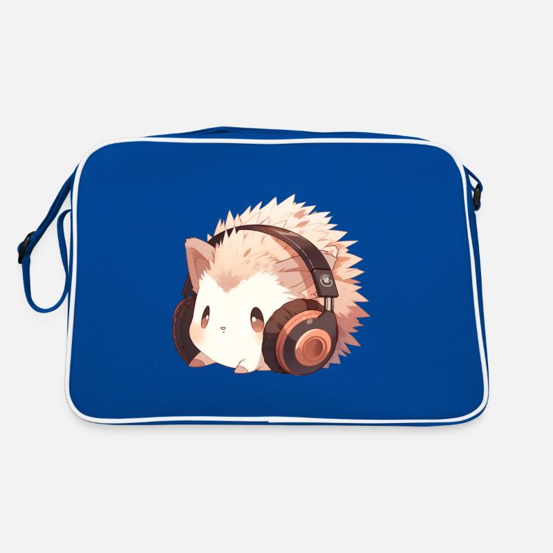 Niedlicher Igel mit Kopfhörern Retro Tasche