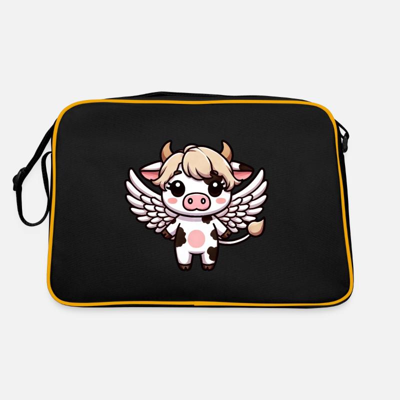 Mignon Chibi Vache Ange Dessin Animé Ailes Sac Retro