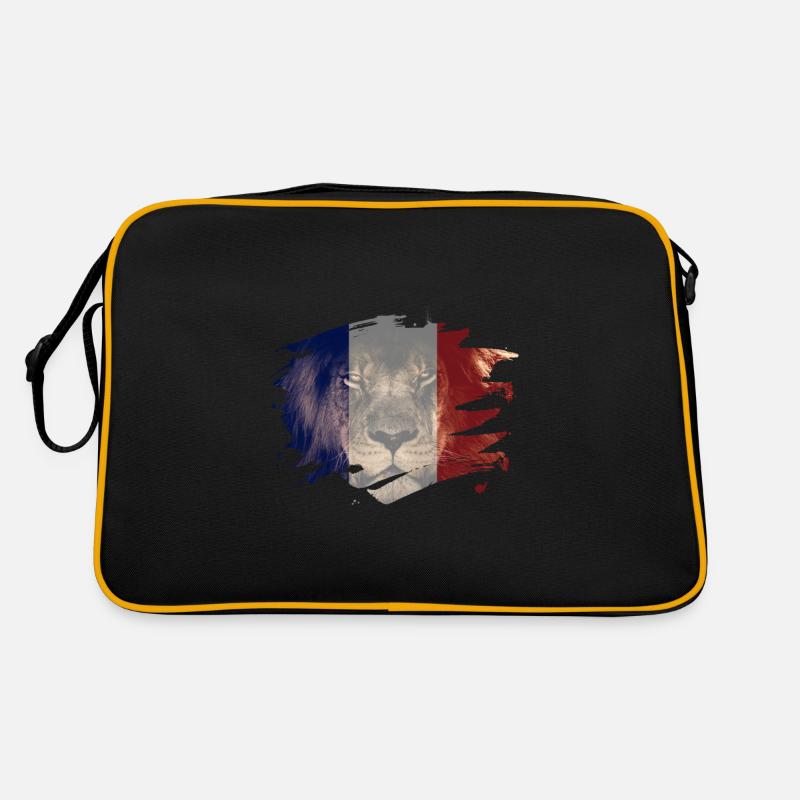 Frankreich-Flagge u. Afrikanisches Löwe-Bild Retro Tasche