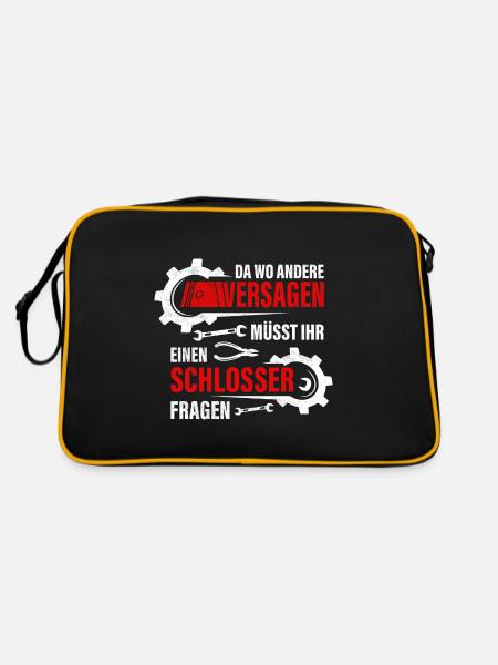 Schlosser Geschenk Metallbauer Mechaniker - Retro Tasche - Schwarz/Gold - Hinten