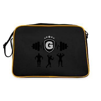 Bodybuilding Gym Name Buchstabe Training G - Retro Tasche - Schwarz/Gold - Hinten