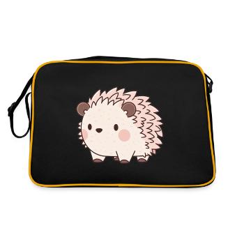 Süßer Vintage Igel - Retro Tasche - Schwarz/Gold - Hinten