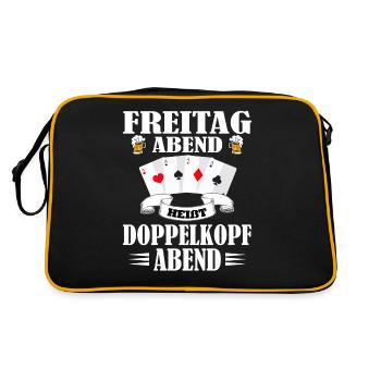 Doppelkopf Schafkopf Stammtisch Kartenspiele Stich - Retro Tasche - Schwarz/Gold - Hinten