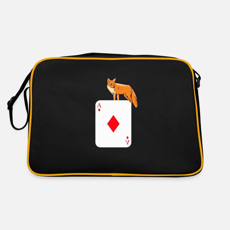 Doppelkopf Fuchs gefangen Schafkopf Ass Geschenk - Retro Tasche - Schwarz/Gold