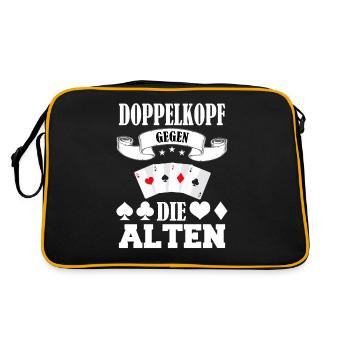 Doppelkopf Schafkopf Kartenspiel Stammtisch Alten - Retro Tasche - Schwarz/Gold - Hinten