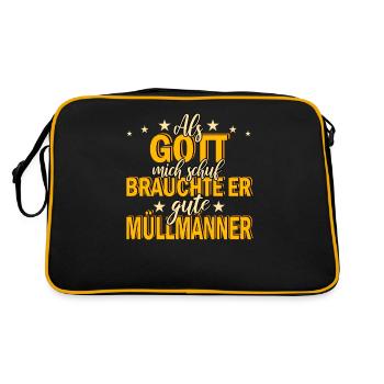 Müllmänner Müllmann Beruf Spruch - Retro Tasche - Schwarz/Gold - Hinten