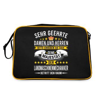 Landmaschinenmechaniker Traktor Spruch - Retro Tasche - Schwarz/Gold - Hinten
