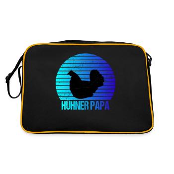 Hühner Papa Hühnerzüchter Hühnerstall - Retro Tasche - Schwarz/Gold - Hinten
