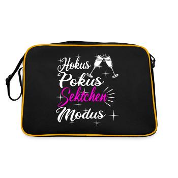 Sekt Spruch - Retro Tasche - Schwarz/Gold - Hinten