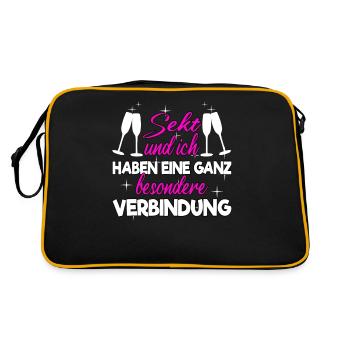 Sekt lustige Sprüche Spruch - Retro Tasche - Schwarz/Gold - Hinten
