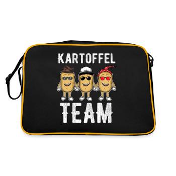 Kartoffel Team Pommes Liebhaber Kartoffeln - Retro Tasche - Schwarz/Gold - Hinten