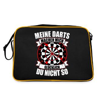Dart Darts Darten Dartscheibe Vatertag - Retro Tasche - Schwarz/Gold - Hinten