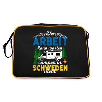 Camping Die Arbeit kann warten campen in Schweden - Retro Tasche - Schwarz/Gold - Hinten