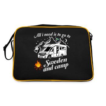 Camping Brauche keine Therapie Schweden und campen - Retro Tasche - Schwarz/Gold - Hinten