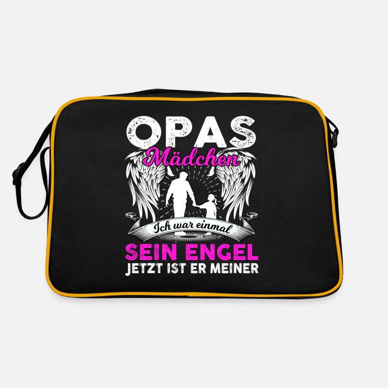 Opas Mädchen Ich War Einmal Sein Engel - Retro Tasche - Schwarz/Gold